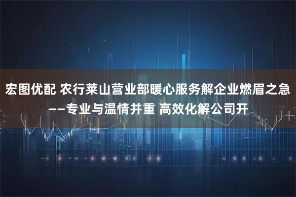 宏图优配 农行莱山营业部暖心服务解企业燃眉之急——专业与温情并重 高效化解公司开
